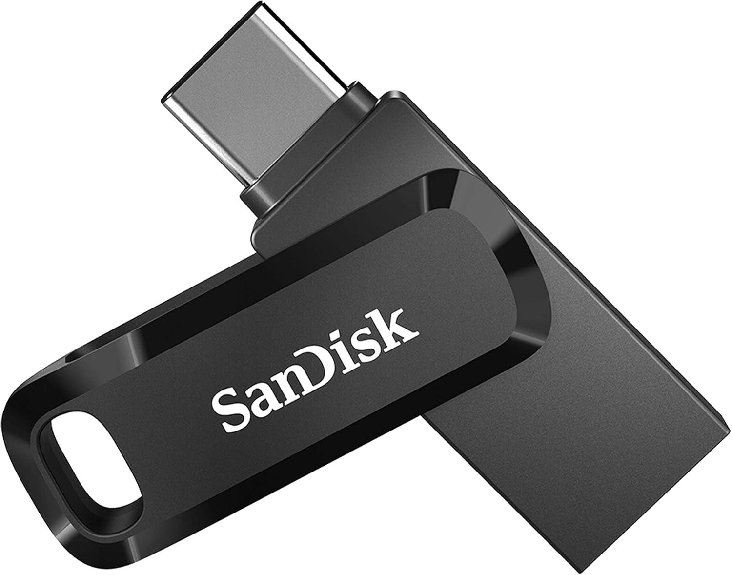 SanDisk 256 Go Ultra Dual Drive Go, Clé USB Type-C avec connecteurs USB Type-C et USB Type-A réversibles, jusqu'à 400 Mo/s, pour Smartphones, tablettes, Mac et PC, Noire