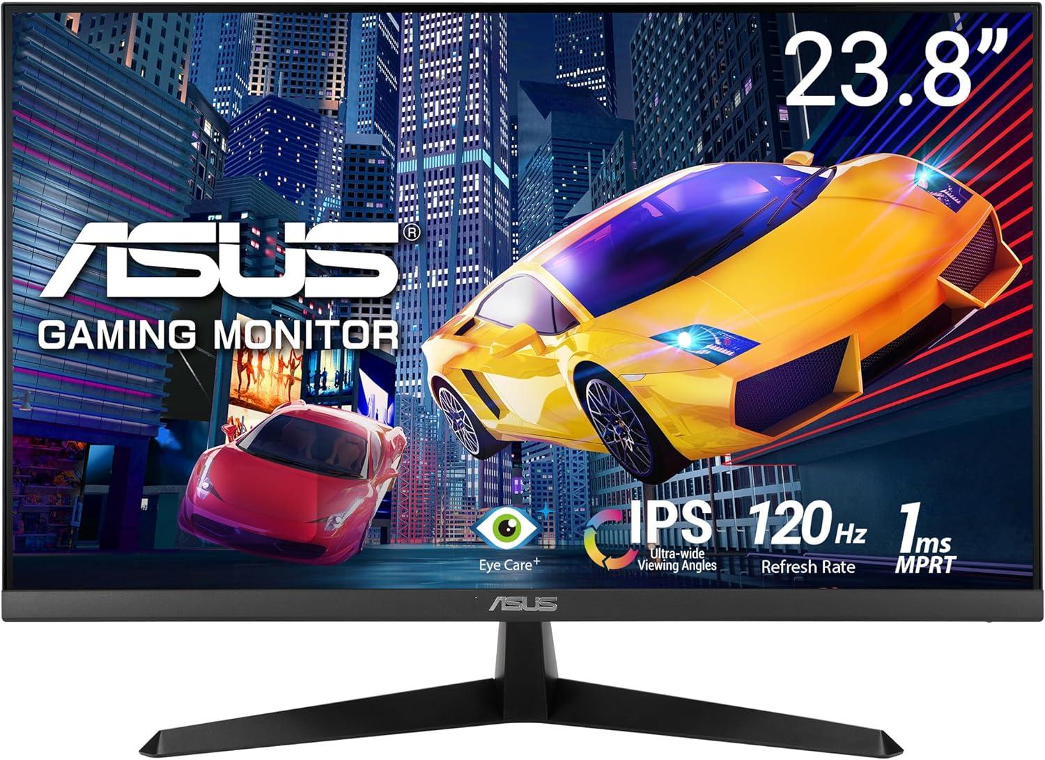 ASUS Moniteur de Jeu VY249HGR Eye Care – 23,8 Pouces FHD (1920 x 1080), IPS, 120 Hz (OC), SmoothMotion, 1 ms (MPRT), Adaptive Sync, Technologie Eye Care Plus, lumière Bleue, Flicker Free